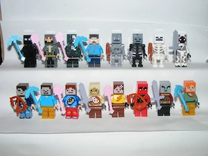 Lego Minecraft figurák Skinek Sorvasztó Csontváz Zombi Kóbor figurák Skin pack 16db  - kép 3