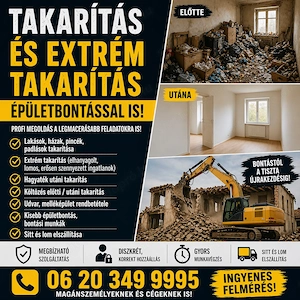 Takarítás és Extrém Takarítás   Épületbontással is