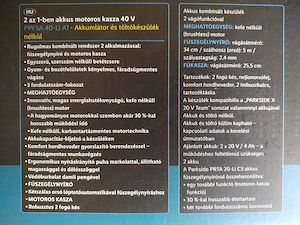 Parkside Ppfsa A1 40 Voltos akkus fűkasza és bozótvágó új, 5 év gari - kép 10