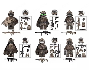 Lego SWAT Álcázott Koponya Osztag Dirt kommandós katonák 6db katona + fegyver