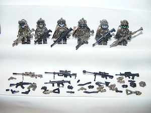 Lego SWAT Álcázott Koponya Osztag Dirt kommandós katonák 6db katona + fegyver - kép 5