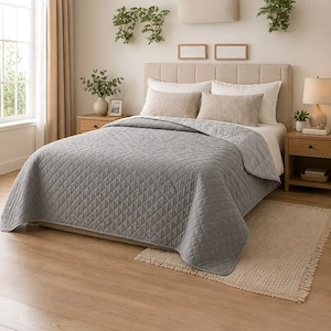 Szürke kétoldalas dupla ágytakaró 220x240 cm