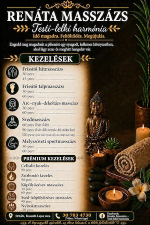       Renáta Masszázs  Testi-lelki harmónia férfiaknak és hölgyeknek Svédmasszázs Izsákon! - kép 2