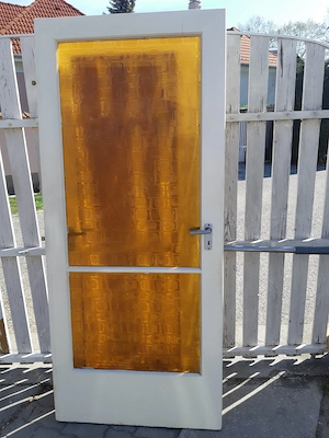 Ajtó bagoly sárga üveges tok nélkül 87x204cm fehér balos falcos zárral - kép 6