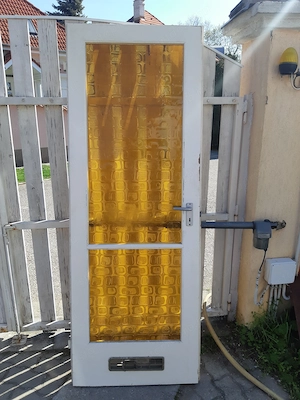 Ajtó bagoly sárga üveges tok nélkül 72x200cm fehér jobbos falcos zárral - kép 2