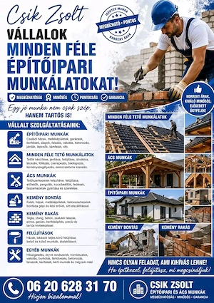 Kőmuves munkát illetve ács munkát vállalok kisebb nagyobb munkálatokat egyaránt 