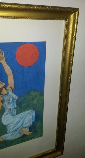 A Napimádó pasztell keretezve üvegezve eladó - kép 3