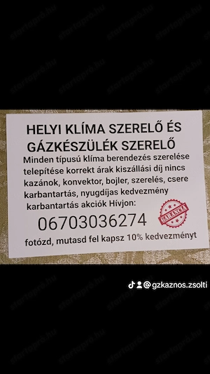 Gázkészülék szerviz klíma karbantartás 