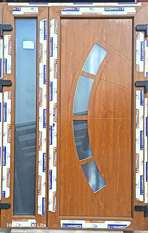 Új 135 x 205 Kétszárnyú Kívül-belül Aranytölgy bejárati ajtók! - kép 2