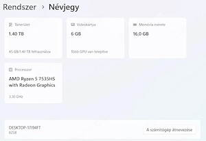 Lenovo Ideapad Gaming 3 Notebook Ryzen5 7535HS 16GB 1,5TB RTX3050 6GB  - kép 4