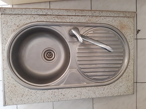 Inox mosogatótálca csepegtetővel 90x60cm munkapulton csapteleppel