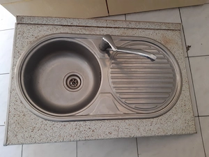 Inox mosogatótálca csepegtetővel 90x60cm munkapulton csapteleppel - kép 2