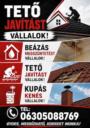 Tető javítás beázás megszüntetés