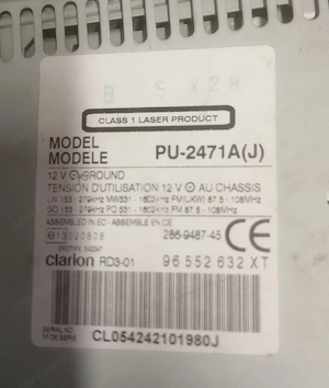 Clarion PU 2471 A (J) autós fejegység - kép 4