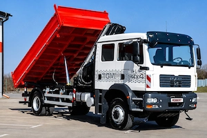 MAN TGM 18.240 4x4 háromoldalra billenőplatós darugémes teherautó - kép 4