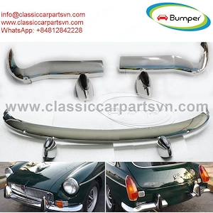 MGB GT Split 1970 bumpers by stainless steel new A set of 1 front bumper wiht 2 x over riders, 1 rea