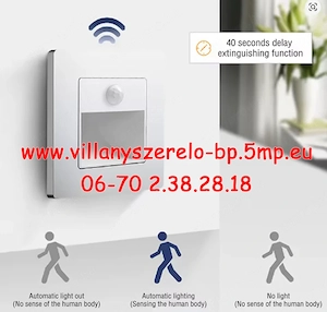 Süllyesztett Biztonsági mozgásérzékelős LED fali lámpa PIR mozgásérzékelővel, beltéri 