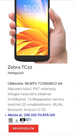 Zebra TC22 ipari PDA   vonalkódolvasó   újszerű állapot - kép 4