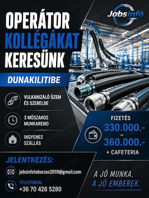 Vulkanizáló üzembe keresünk kollégákat