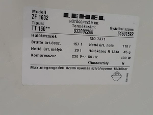 Zanussi LEHEL ZF1602 160 19L-es hűtőgép kis fagyasztóval működő - kép 6