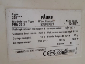 Faure FRA24X 240 19L-es hűtőgép kis fagyasztóval működő - kép 7