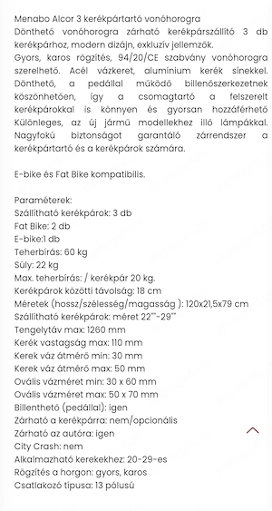 Menabo Alcor 3 kerékpárszállító eladó  - kép 7