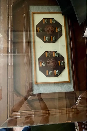 Kínai horoszkópos üveg tetejű faasztal - kép 3