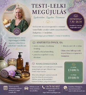 Relaxációs stresszoldó, izomlazító masszázs & érintésterápia Budapesten