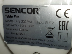 Sencor SFE2327WH asztali ventilátor 2 sebességes 26cm kosár újszerű működő