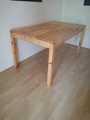 Nagy méretű fenyő asztal tárolóval, asztalterítővel (újszerű) - kép 3