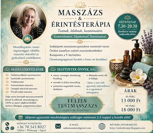 Relaxációs stresszoldó, izomlazító masszázs & érintésterápia Budapesten