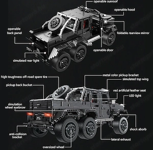 Lego komp. Technic Mercedes AMG 6x6 Offroader Jeep Terepjáró 3300db 22x48x20cm LEPIN ÚJ - kép 6
