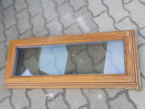 Fa natúr bukó-nyíló ablak hőszigetelt üveggel 33x86cm magas jobbos
