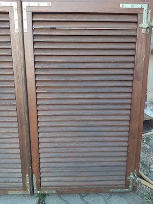 Fa natúr zsalugáter spaletta 2 szárnyú 156x131cm magas jól működő - kép 5