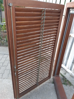Fa natúr zsalugáter spaletta 2 szárnyú 156x131cm magas jól működő - kép 6