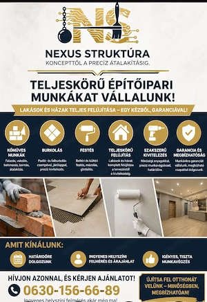 Teljeskörü épitóipari munkákat vállalunk 