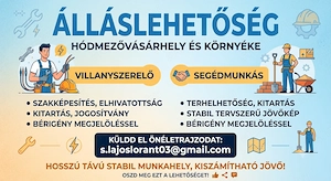 villanyszerelőket és segédmunkásokat keresek hódmezővásárhely és térségéből