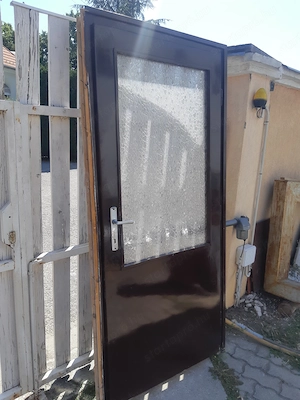 Barna 94x203cm ajtó tokkal üveges jobbos - kép 2