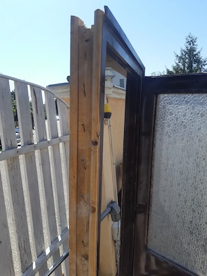 Barna 94x203cm ajtó tokkal üveges jobbos - kép 4