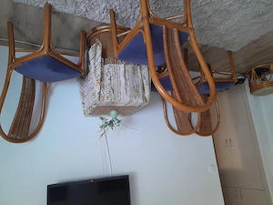 4 személyes rattan étkező, megkímélt állapotban átalakítva, de vissza alakítható, üveg lappal! - kép 3