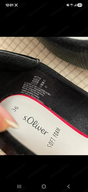 Női fekete cipő, S Oliver, 38 méret, teljesen új,  - kép 2