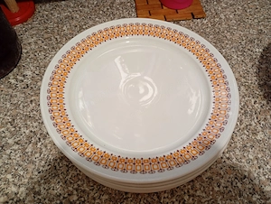 6db alföldi nagy lapostányér 28cm terrakotta mintás eladó 15000ft óbuda  Retro modernista, geometrik - kép 2
