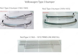 Volkswagen Type 3 bumper and trims (1963 1971) by stainless steel  (VW Typ 3 Stoßfänger) 