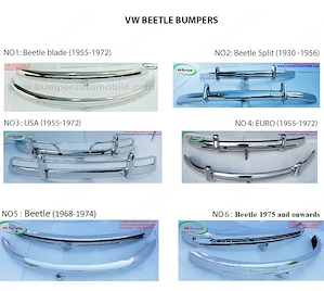 Volkswagen Beetle bumpers (1955-1975) and onwards by stainless steel (VW Käfer Stoßfänger satz)
