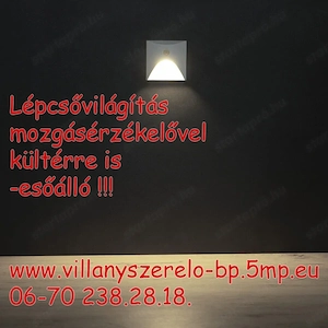 Süllyesztett Biztonsági mozgásérzékelős LED lépcsővilágítás  fali lámpa PIR mozgásérzékelővel, KÜLTÉ - kép 2