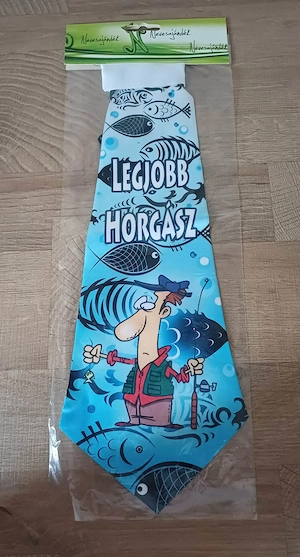 Legjobb horgász vicces nyakkendő, ponty halas bögrével eladó, ÚJ! - kép 7