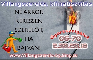 Ügyeskezű Villanyszerelő Budapest -en és egész Pest megyében gyorsan házhoz megy kisebb munkák miatt