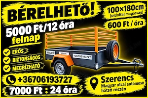 Utánfutó-Tréler-Autó Bérelhető - kép 3