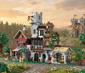 Lego komp. Castle Vár Középkori Piactér Medieval Market Village 3000db Lepin ÚJ 
