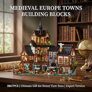 Lego komp. Castle Vár Középkori Város központ Town square 3900db LEPIN ÚJ - kép 5